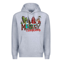 Heather Grey Merry Christmas Premium Hoodie - CowhideDigitalArt