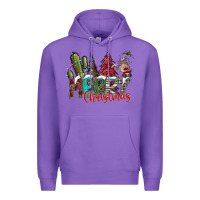 Purple Merry Christmas Premium Hoodie - CowhideDigitalArt