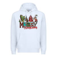 White Merry Christmas Premium Hoodie - CowhideDigitalArt