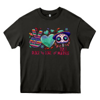 Asphalt Peace love dia de los muertos Heavy Core Tee - NancyCooperArtShop