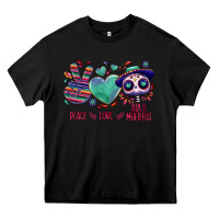 Black Peace love dia de los muertos Heavy Core Tee - NancyCooperArtShop