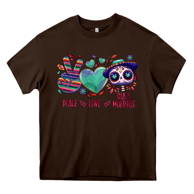 Peace Love Dia De Los Muertos Heavy Core Tee by NancyCooperArtShop | Teevron