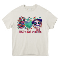 Cream Peace love dia de los muertos Heavy Core Tee - NancyCooperArtShop
