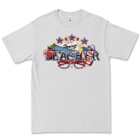 Dove Grey American Teacher 4th of july Premium Tee - HowdyJamesFarm