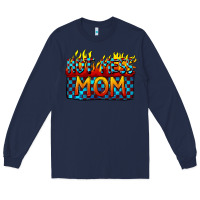 Navy Hot mess mom Mother's Day Long Sleeve Tee - FaDigitalArtStudio