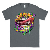 Charcoal Heather mardi gras lips Classic Tee - CowGirlArtShop