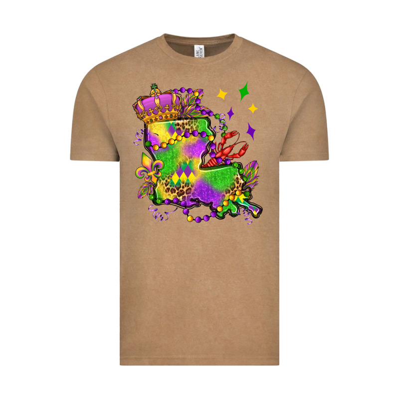 Louisiana Map Mardi Gras Olivia Vintage Tee by OliviaCreatesArt | Teevron