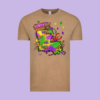 Louisiana Map Mardi Gras Olivia Vintage Tee Designed By Oliviacreatesart