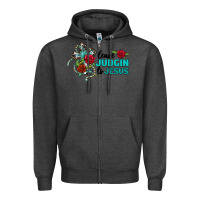 Charcoal Heather leave judgin to jesus Zipper Hoodie - BarkalooDesign