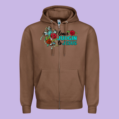 Leave Judgin To Jesus Zipper Hoodie Designed By Barkaloodesign