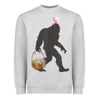 Heather Grey funny bigfoot easter design with easter basket and bigfoot t shirt Heavyweight Sweatshirt - linhVisuals