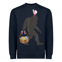 Navy funny bigfoot easter design with easter basket and bigfoot t shirt Heavyweight Sweatshirt - linhVisuals