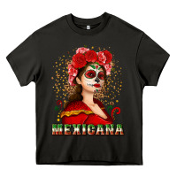 Asphalt Sugar skull girl with Mexicana Heavy Core Tee - NancyCooperArtShop