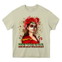 Mossy Sugar skull girl with Mexicana Heavy Core Tee - NancyCooperArtShop