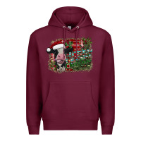 Burgundy merry christmas cow Premium Hoodie - CowhideDigitalArt