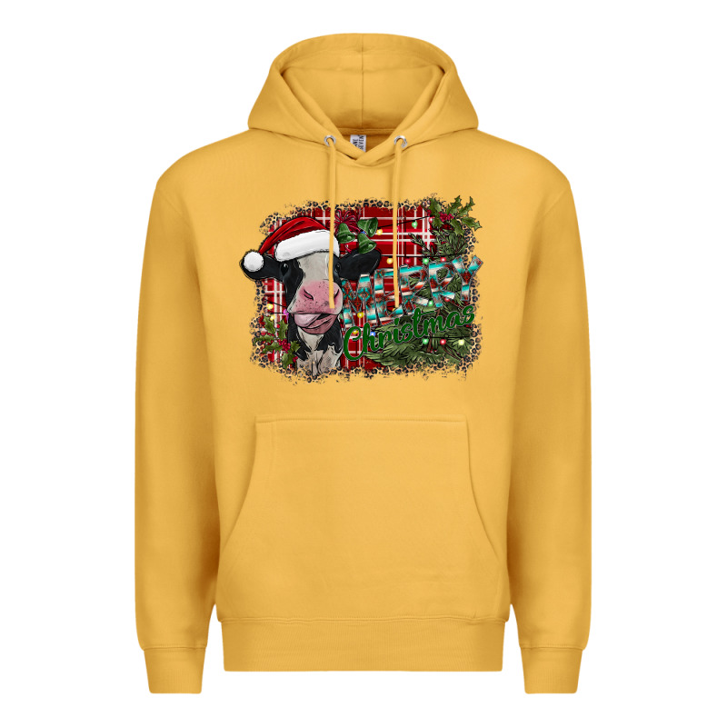 Merry Christmas Cow Premium Hoodie by CowhideDigitalArt | Teevron