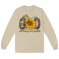 Mushroom with god all things are possible with sunflower bbs Long Sleeve Tee - BundleAndBundleShop
