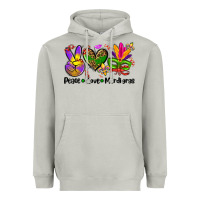 Peace Love  Mardi Gras Heavyweight Hoodie | Teevron