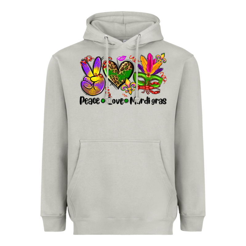Peace Love  Mardi Gras Heavyweight Hoodie by AdoDesignShop | Teevron