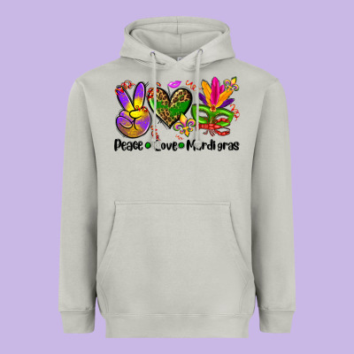 Peace Love  Mardi Gras Heavyweight Hoodie Designed By Adodesignshop
