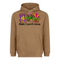 Toasted Coconut peace love  mardi gras Heavyweight Hoodie - AdoDesignShop