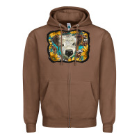 Chestnut white scottish calf with sunflowers western  background Zipper Hoodie - BarkalooDesign