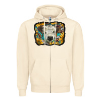 Sandshell white scottish calf with sunflowers western  background Zipper Hoodie - BarkalooDesign
