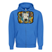 True Royal white scottish calf with sunflowers western  background Zipper Hoodie - BarkalooDesign