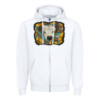 White white scottish calf with sunflowers western  background Zipper Hoodie - BarkalooDesign