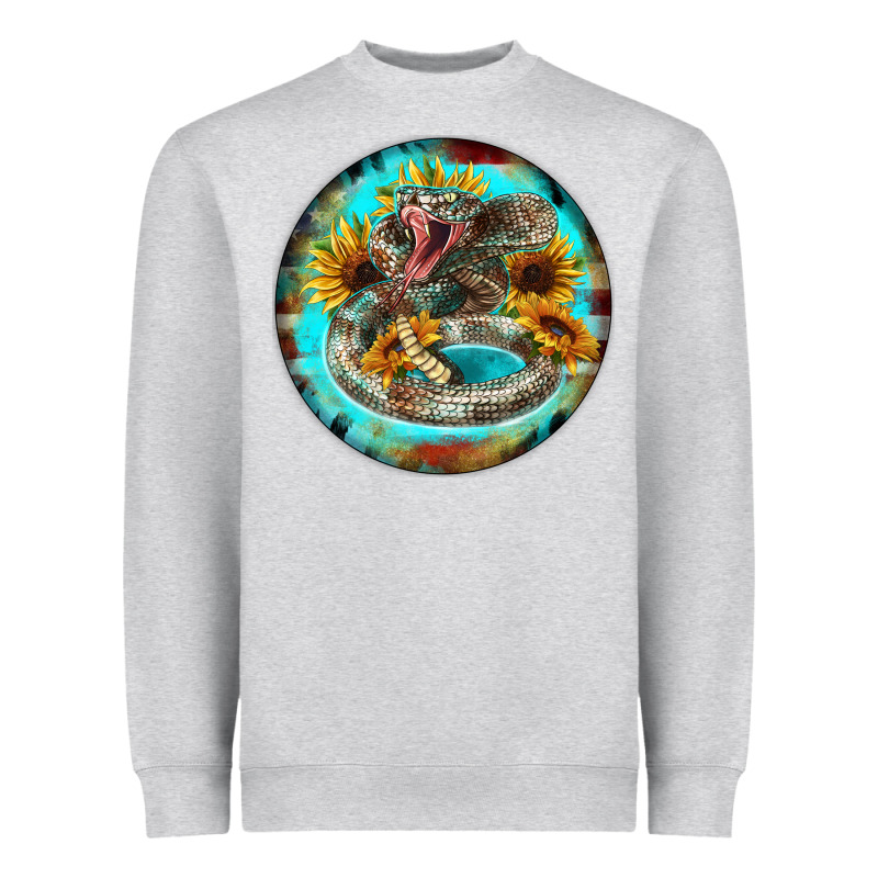 Rattlesnake And Sunflower Heavyweight Sweatshirt by BarkalooDesign | Teevron