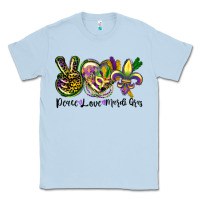 Dusty Blue peace love mardi gras Classic Tee - CowGirlArtShop