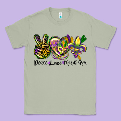 Peace Love Mardi Gras Classic Tee Designed By Cowgirlartshop