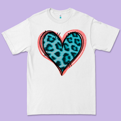 Blue Leopard Heart Premium Tee Designed By Jasminsmagicworld