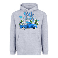 Heather Grey hello winter with sniwman and  truck Heavyweight Hoodie - AdoDesignShop