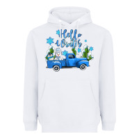White hello winter with sniwman and  truck Heavyweight Hoodie - AdoDesignShop