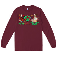 Burgundy peace love christmas cakes bbs Long Sleeve Tee - BundleAndBundleShop