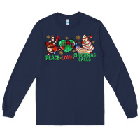 Navy peace love christmas cakes bbs Long Sleeve Tee - BundleAndBundleShop