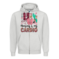 Dove Grey nursing is my cardio Zipper Hoodie - BarkalooDesign