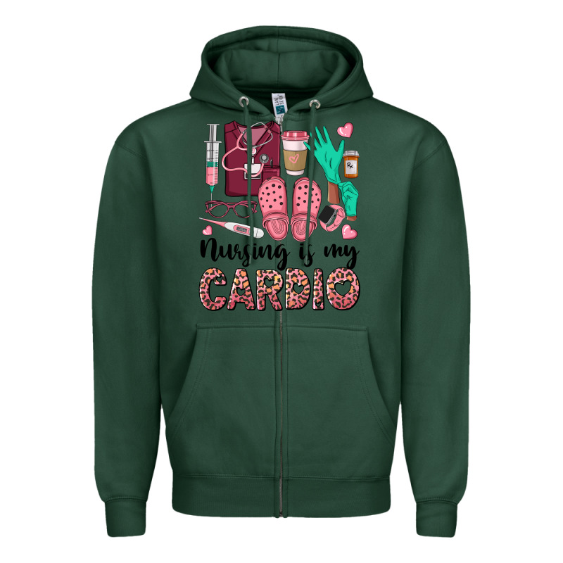 Nursing Is My Cardio Zipper Hoodie by BarkalooDesign | Teevron
