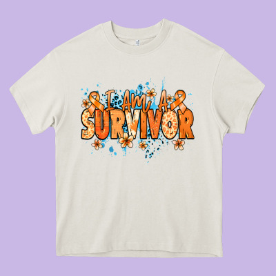 I Am A Survivor Orange Ribbon Kidney Cancer Heavy Core Tee Designed By Nancycooperartshop