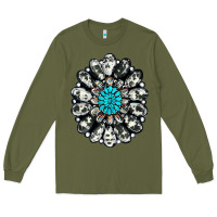 Army Green cowhide aztec gemstone Long Sleeve Tee - RanaPortraitStore