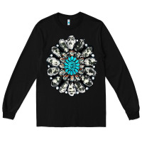Black cowhide aztec gemstone Long Sleeve Tee - RanaPortraitStore
