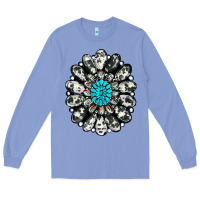 Colony Blue cowhide aztec gemstone Long Sleeve Tee - RanaPortraitStore