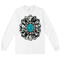 White cowhide aztec gemstone Long Sleeve Tee - RanaPortraitStore