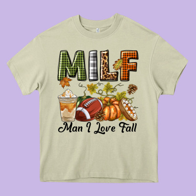 Milf Man I Love Fall Heavy Core Tee Designed By Texasbilliewilder
