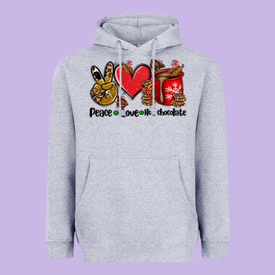 Peace Love  Hot Chocolate Heavyweight Hoodie Designed By Adodesignshop