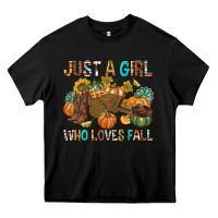 Black Just a Girl Who Loves Fall Heavy Core Tee - texasbilliewilder