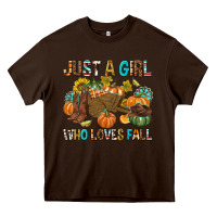 Chocolate Brown Just a Girl Who Loves Fall Heavy Core Tee - texasbilliewilder