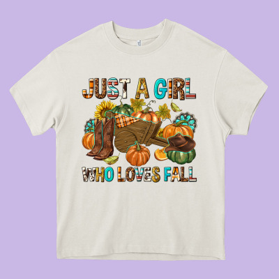 Just A Girl Who Loves Fall Heavy Core Tee Designed By Texasbilliewilder