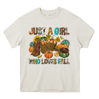 Cream Just a Girl Who Loves Fall Heavy Core Tee - texasbilliewilder